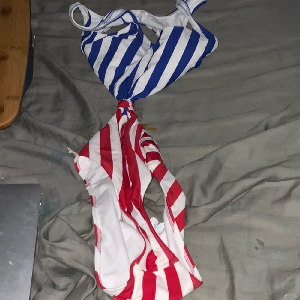 Red, white and blue one piece swimsuit